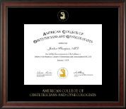 American College of Obstetricians & Gynecologists Gold Embossed Certificate Frame in Studio