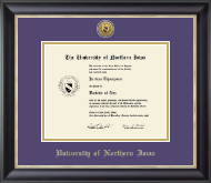 University of Northern Iowa Gold Engraved Medallion Diploma Frame in Noir