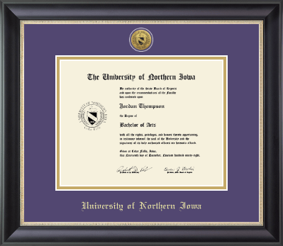 University of Northern Iowa diploma frame - Gold Engraved Medallion Diploma Frame in Noir