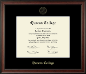 Queens College Gold Embossed Diploma Frame in Studio