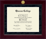 Queens College Millennium Gold Engraved Diploma Frame in Cordova