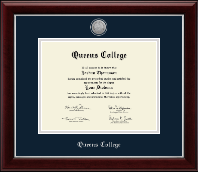 Queens College diploma frame - Silver Engraved Medallion Diploma Frame in Gallery Silver