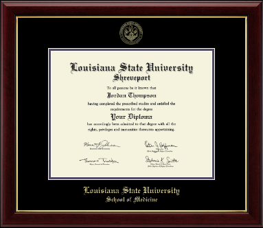 LSU Health Sciences Center at Shreveport diploma frame - Gold Embossed Diploma Frame in Gallery
