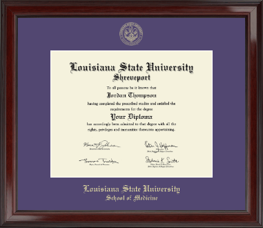 LSU Health Sciences Center at Shreveport diploma frame - Gold Embossed Diploma Frame in Encore