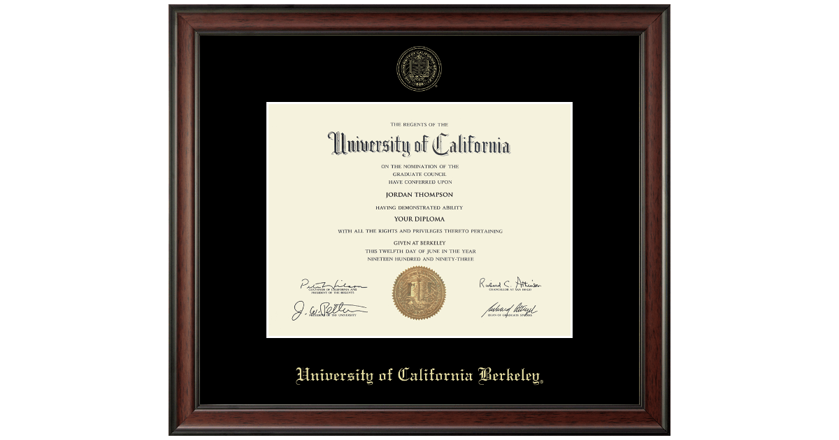 Gold Embossed Diploma Frame in Studio University of California Berkeley