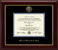 Mount Holyoke College diploma frame - Gold Embossed Diploma Frame in Gallery