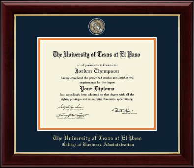University of Texas at El Paso diploma frame - Masterpiece Medallion Diploma Frame in Gallery