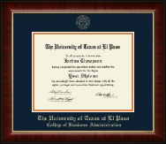 University of Texas at El Paso diploma frame - Gold Embossed Diploma Frame in Murano