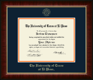 University of Texas at El Paso Gold Embossed Diploma Frame in Murano