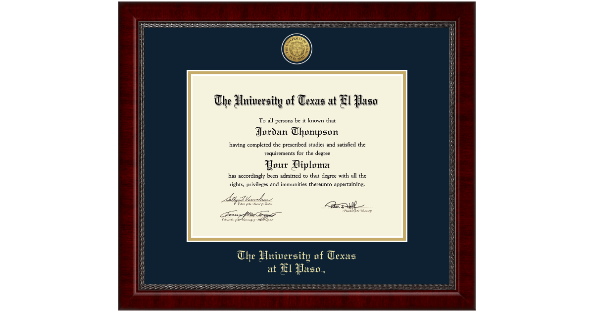 Gold Engraved Medallion Diploma Frame in Sutton University of Texas at