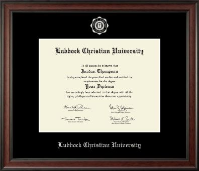 Lubbock Christian University diploma frame - Silver Embossed Diploma Frame in Studio