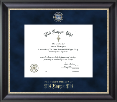 Phi Kappa Phi Honor Society certificate frame - Regal Edition Certificate Frame in Noir