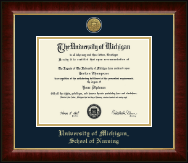 University of Michigan Gold Engraved Medallion Diploma Frame in Murano