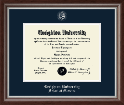 Creighton University diploma frame - Silver Embossed Diploma Frame in Devonshire