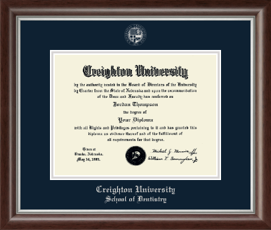 Creighton University diploma frame - Silver Embossed Diploma Frame in Devonshire