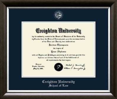 Creighton University diploma frame - Silver Embossed Diploma Frame in Devonshire
