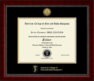 American College of Foot and Ankle Surgeons Gold Engraved Medallion Certificate Frame in Sutton