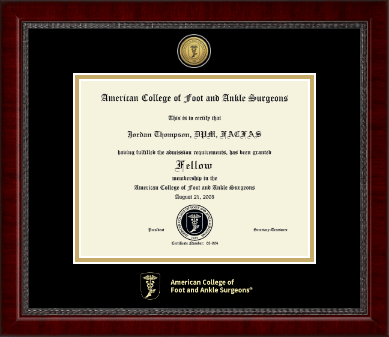 American College of Foot and Ankle Surgeons certificate frame - Gold Engraved Medallion Certificate Frame in Sutton