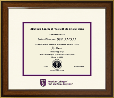 American College of Foot and Ankle Surgeons certificate frame - Dimensions Certificate Frame in Westwood