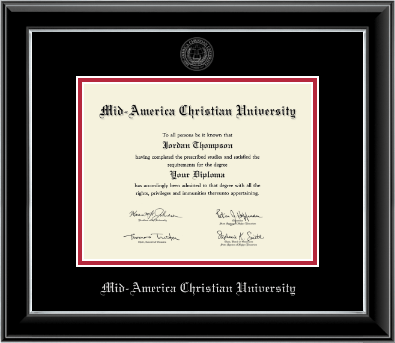 Mid-America Christian University diploma frame - Silver Embossed Diploma Frame in Onyx Silver
