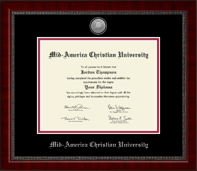 Mid-America Christian University diploma frame - Silver Engraved Medallion Diploma Frame in Sutton