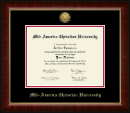 Mid-America Christian University Gold Engraved Medallion Diploma Frame in Murano