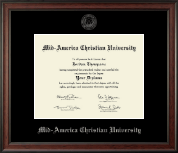 Mid-America Christian University Silver Embossed Diploma Frame in Studio