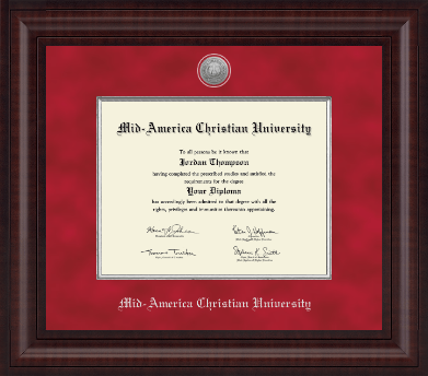 Mid-America Christian University diploma frame - Presidential Silver Engraved Diploma Frame in Premier