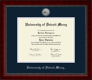 University of Detroit Mercy diploma frame - Silver Engraved Medallion Diploma Frame in Sutton