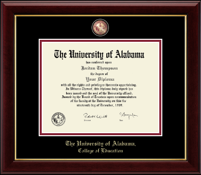 The University of Alabama Tuscaloosa diploma frame - Masterpiece Medallion Diploma Frame in Gallery