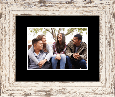 Photo Frames photo frame - Custom Photo Frame with Black Mat in Barnwood White