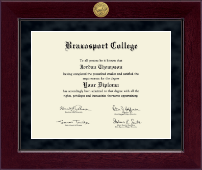 Brazosport College diploma frame - Millennium Gold Engraved Diploma Frame in Cordova