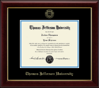 Thomas Jefferson University Gold Embossed Diploma Frame in Gallery