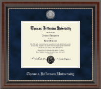 Thomas Jefferson University Silver Engraved Medallion Diploma Frame in Chateau