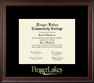 Finger Lakes Community College Gold Embossed Diploma Frame in Studio