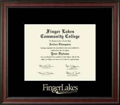 Finger Lakes Community College diploma frame - Gold Embossed Diploma Frame in Studio