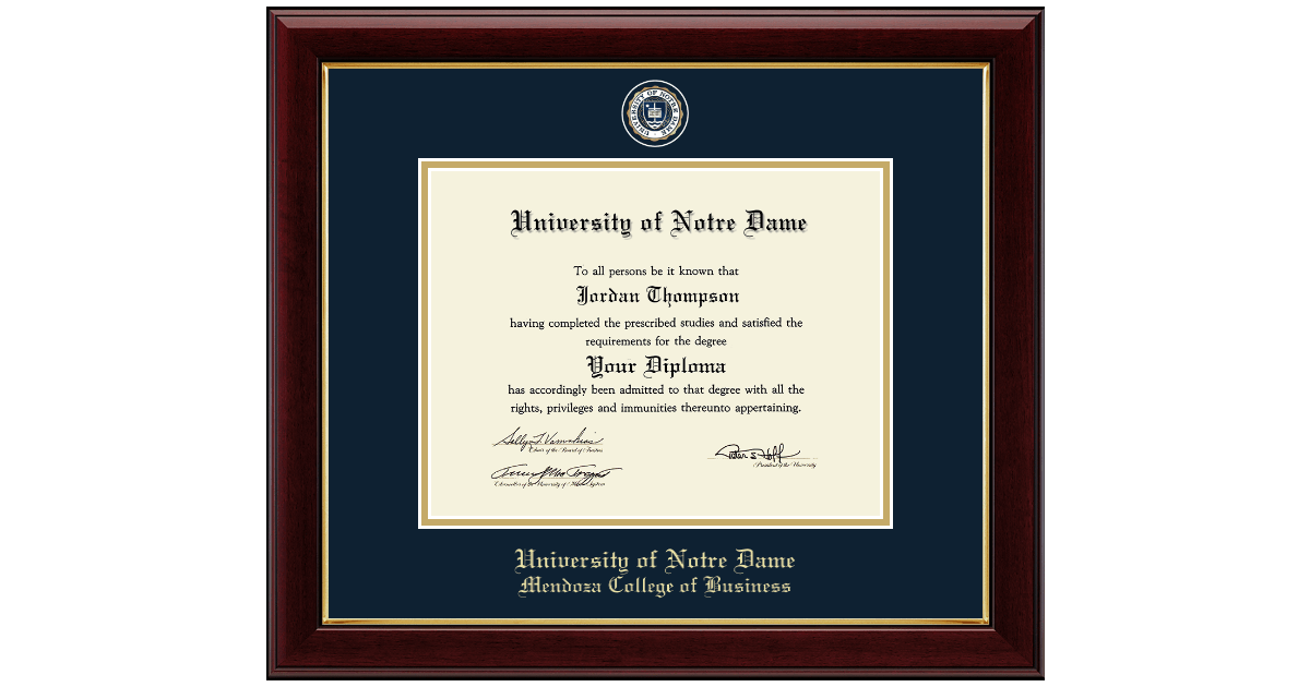 Masterpiece Medallion Diploma Frame in Gallery University of Notre Dame
