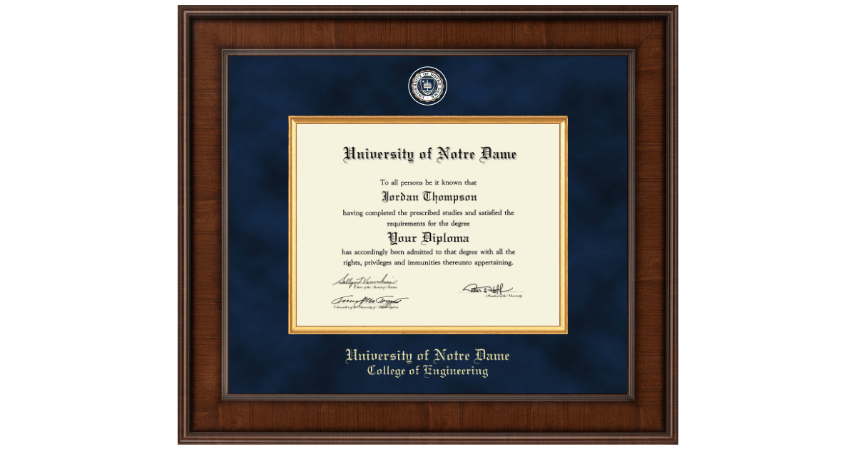 Presidential Masterpiece Diploma Frame in Madison University of Notre