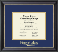 Finger Lakes Community College Gold Embossed Diploma Frame in Noir