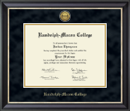 Randolph-Macon College Gold Engraved Medallion Diploma Frame in Noir