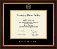 Randolph-Macon College Gold Embossed Diploma Frame in Murano