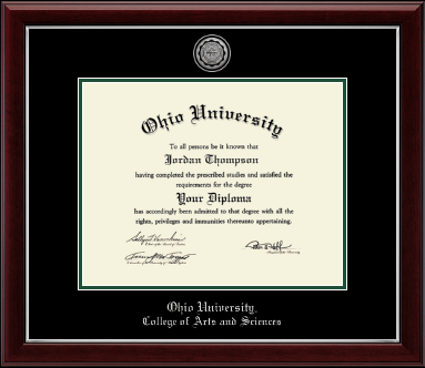 Ohio University diploma frame - Silver Engraved Medallion Diploma Frame in Gallery Silver