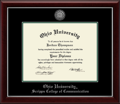 Ohio University diploma frame - Silver Engraved Medallion Diploma Frame in Gallery Silver