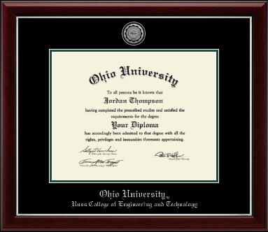 Ohio University diploma frame - Silver Engraved Medallion Diploma Frame in Gallery Silver