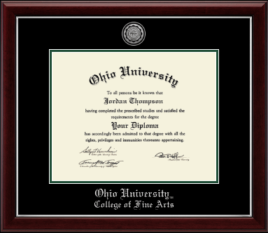 Ohio University diploma frame - Silver Engraved Medallion Diploma Frame in Gallery Silver