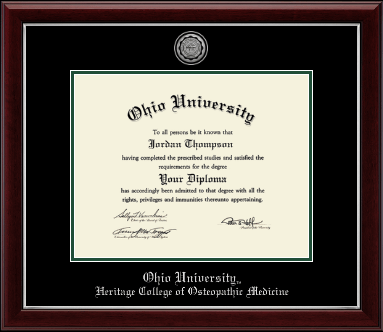 Ohio University diploma frame - Silver Engraved Medallion Diploma Frame in Gallery Silver