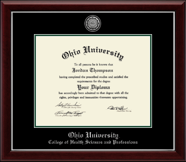 Ohio University diploma frame - Silver Engraved Medallion Diploma Frame in Gallery Silver