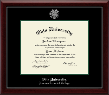 Ohio University diploma frame - Silver Engraved Medallion Diploma Frame in Gallery Silver