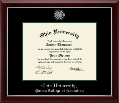Ohio University diploma frame - Silver Engraved Medallion Diploma Frame in Gallery Silver
