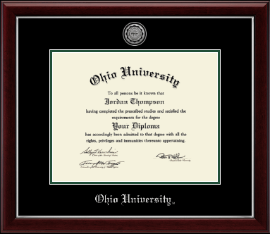 Ohio University diploma frame - Silver Engraved Medallion Diploma Frame in Gallery Silver